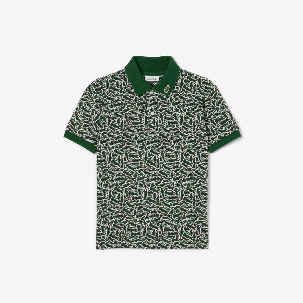 Crocodile Print Piqué Polo Shirt
