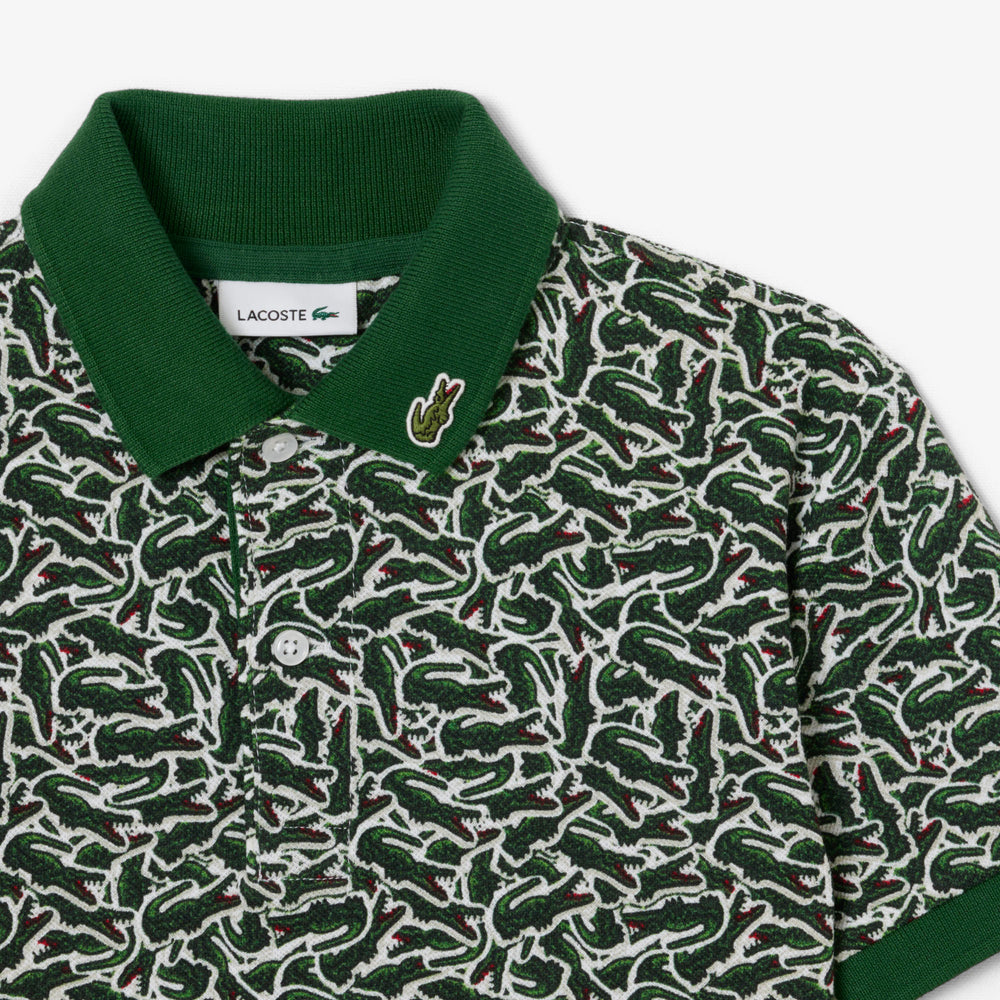 Crocodile Print Piqué Polo Shirt