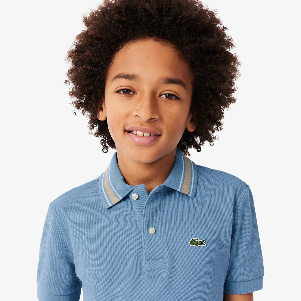 Stripe Collar Petit Piqué Polo Shirt