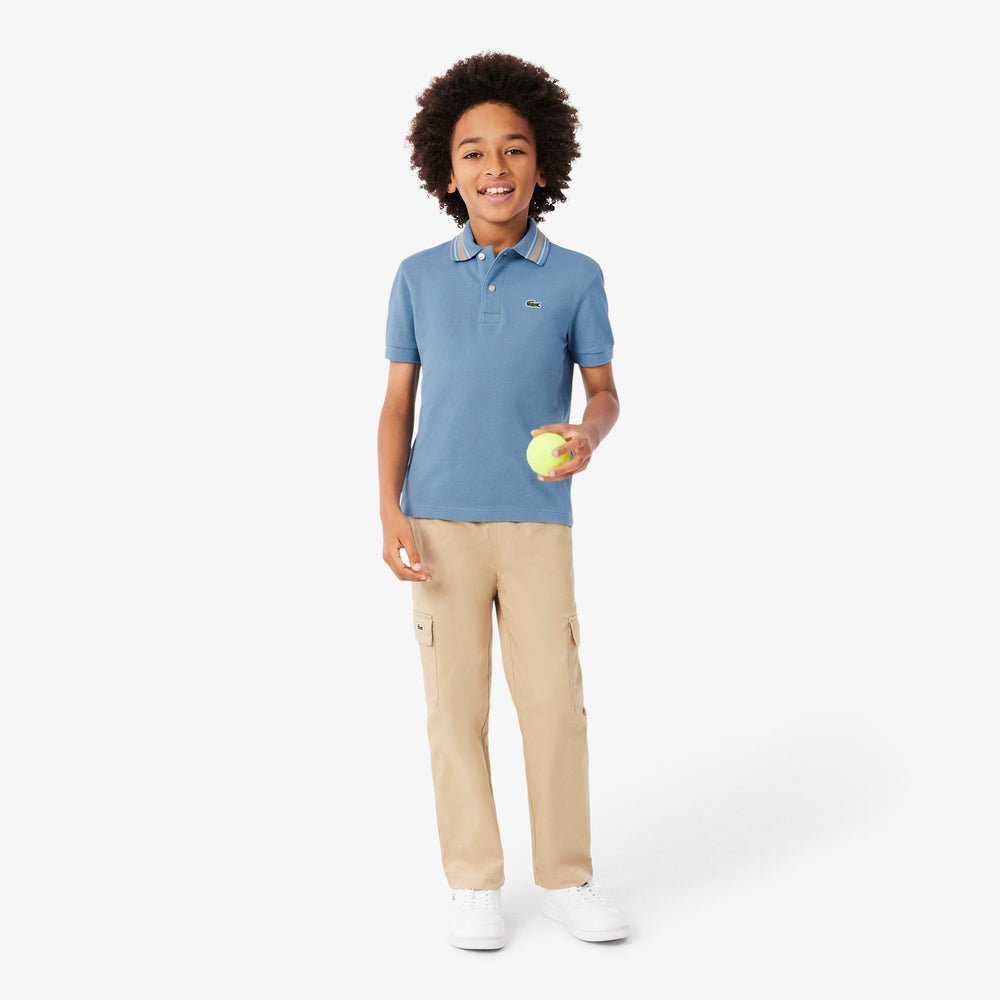 Stripe Collar Petit Piqué Polo Shirt