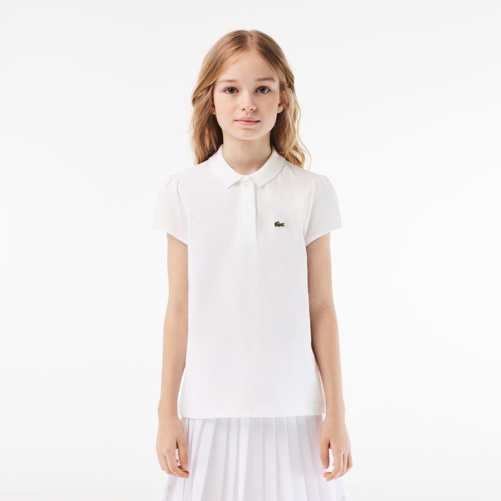 Scalloped Collar Mini Piqué Polo Shirt