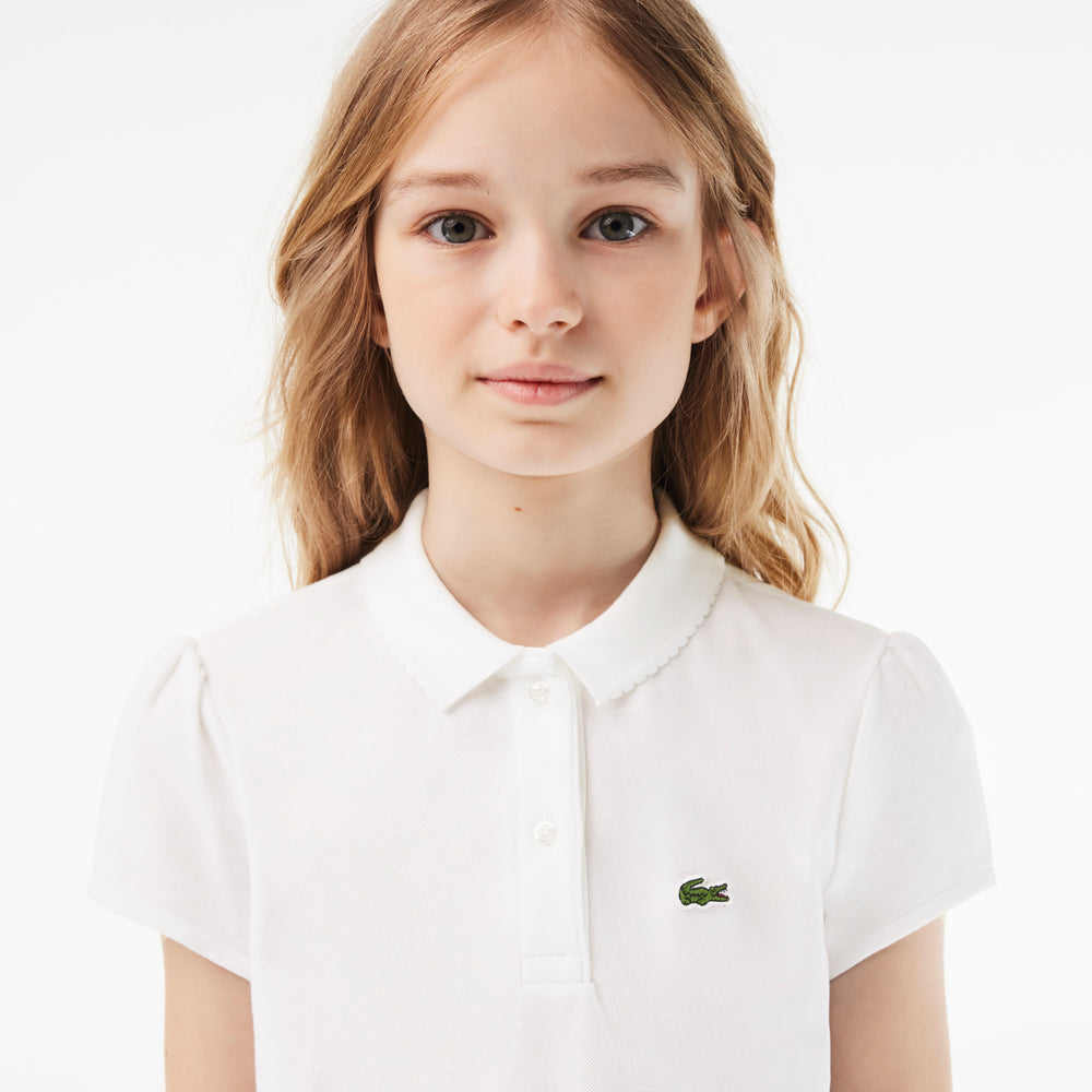 Scalloped Collar Mini Piqué Polo Shirt