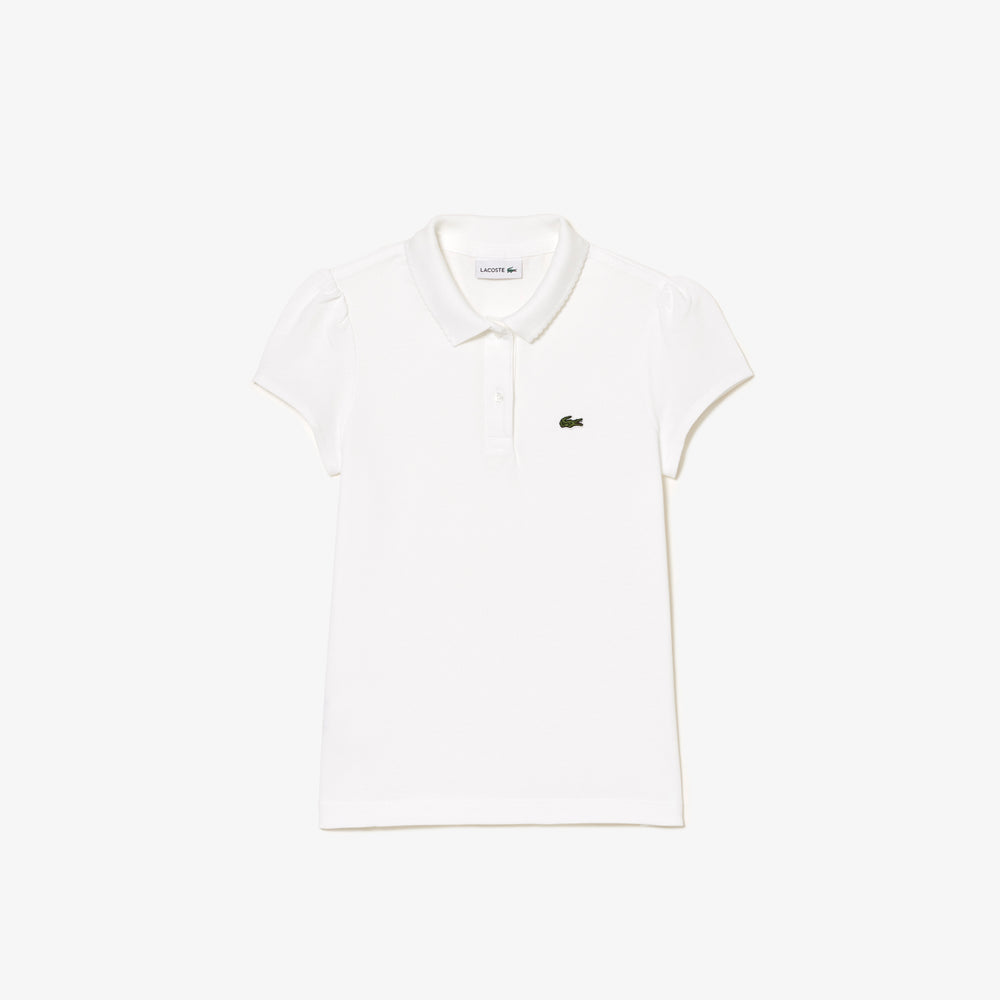 Scalloped Collar Mini Piqué Polo Shirt