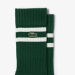 Unisex ribbed knit socks with contrast stripes