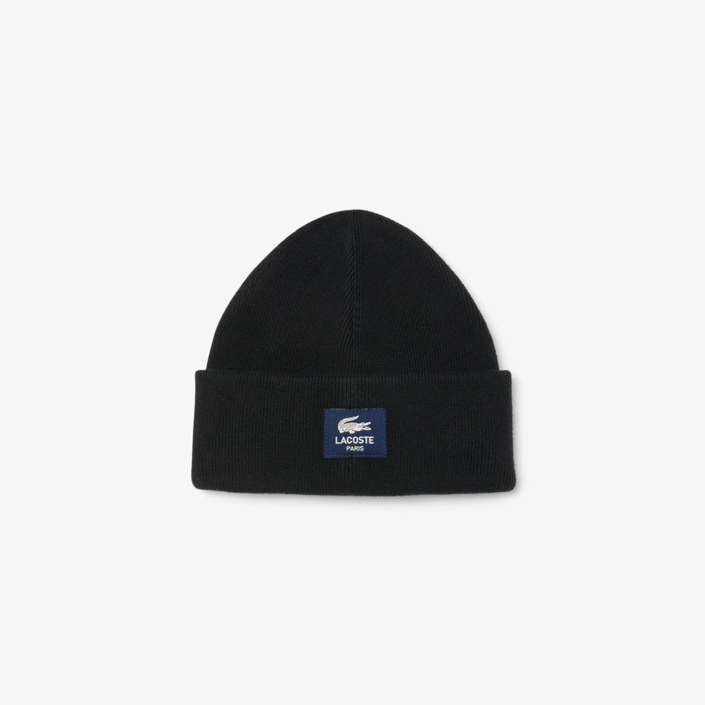 Ribbed Cotton Badge Beanie