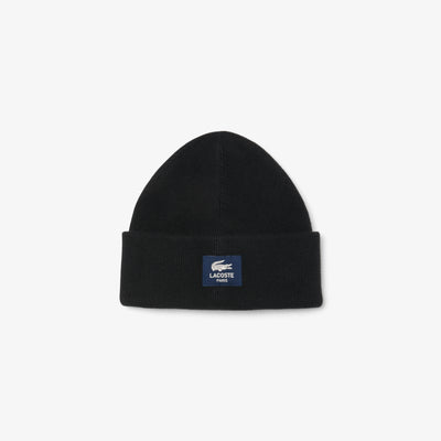 Ribbed Cotton Badge Beanie
