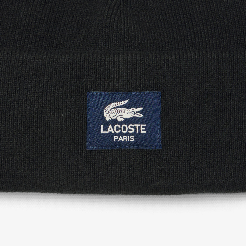 Ribbed Cotton Badge Beanie