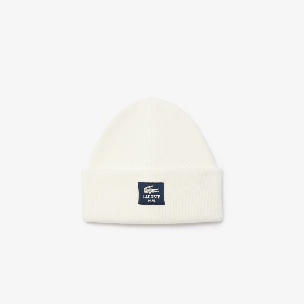 Ribbed Cotton Badge Beanie