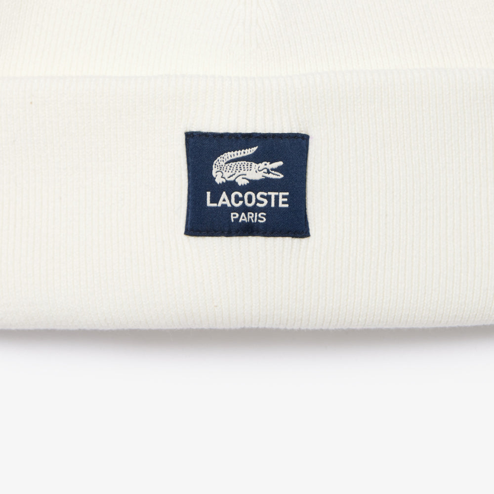 Ribbed Cotton Badge Beanie