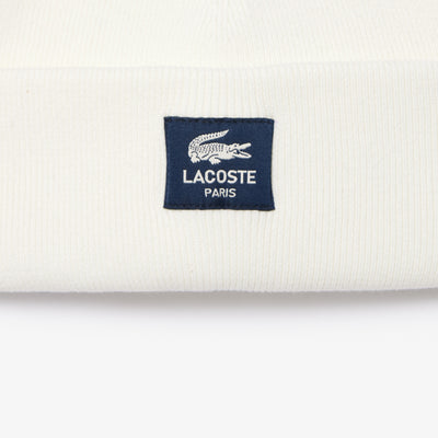 Ribbed Cotton Badge Beanie