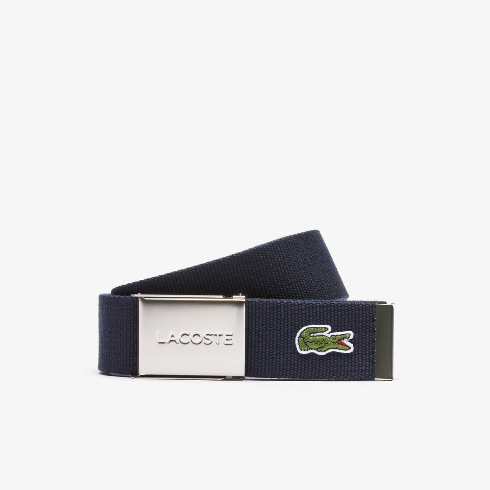 Men's Made in France Lacoste Engraved Buckle Woven Fabric Belt – Lacoste ZA