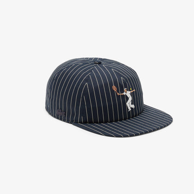 Striped Embroidered Cotton Twill Cap