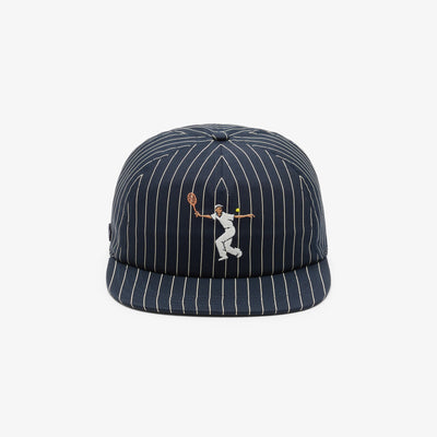 Striped Embroidered Cotton Twill Cap