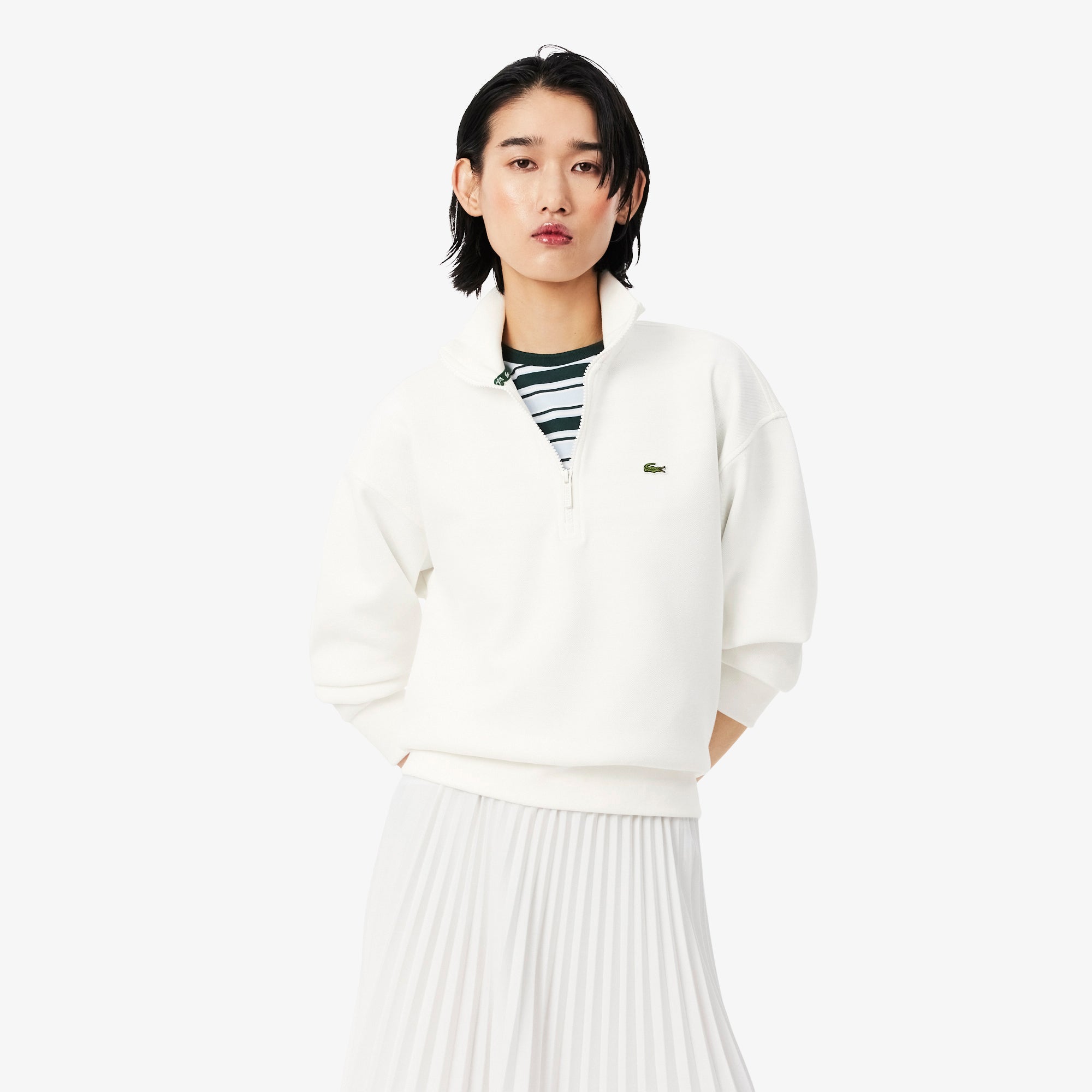 High Neck Zipped Piqué Sweatshirt – Lacoste ZA
