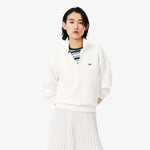 High Neck Zipped Piqué Sweatshirt