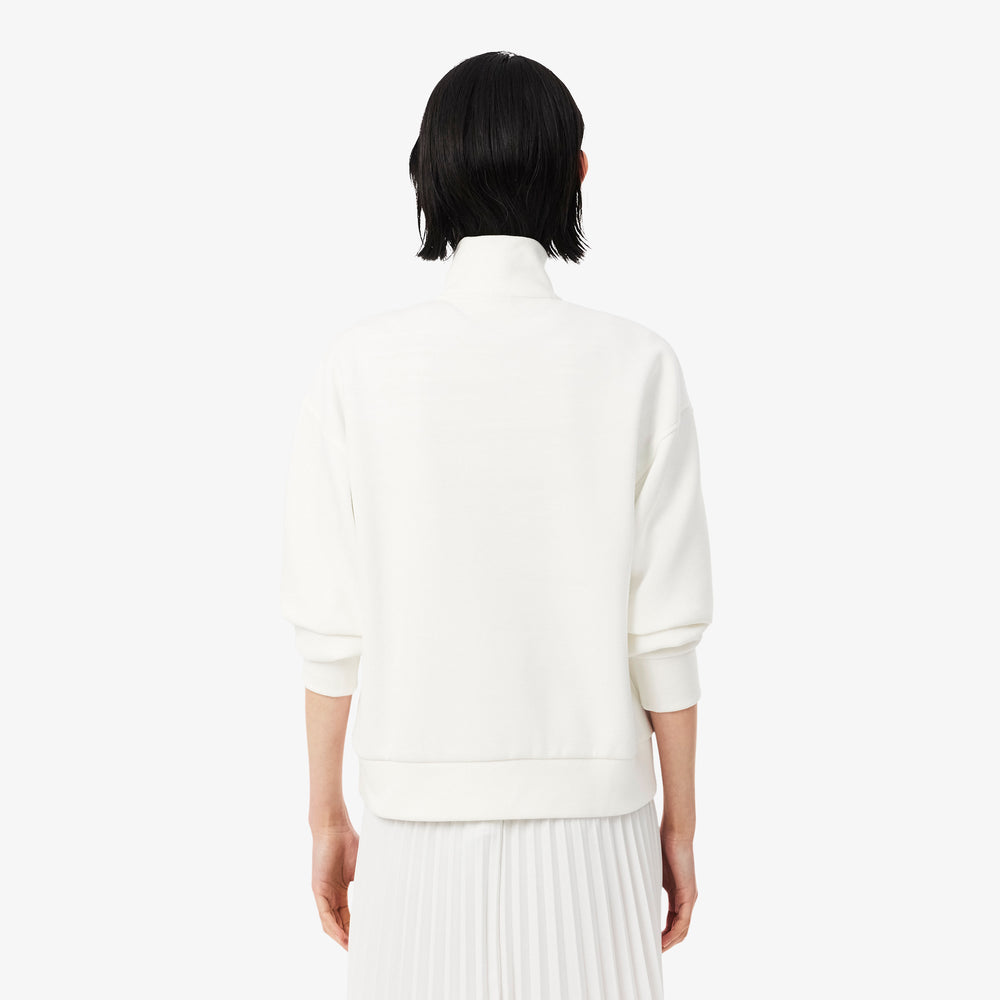 High Neck Zipped Piqué Sweatshirt
