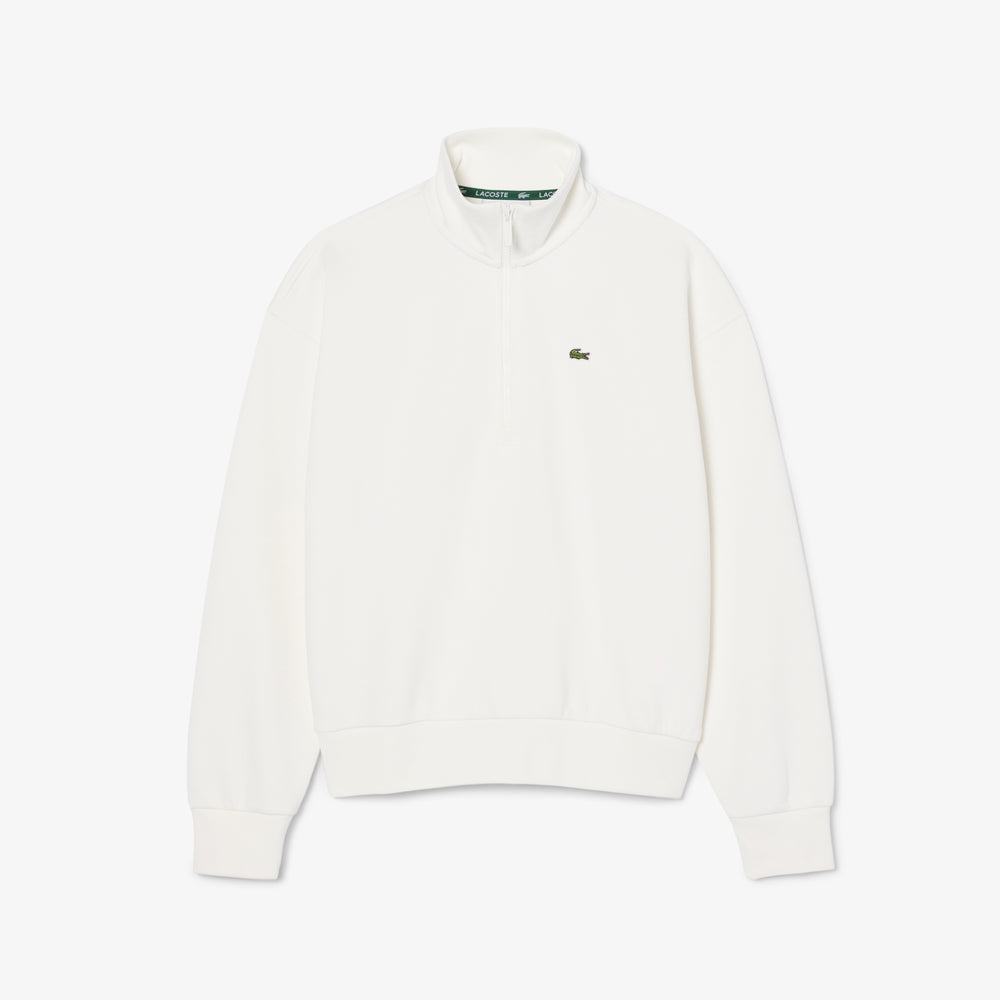 High Neck Zipped Piqué Sweatshirt