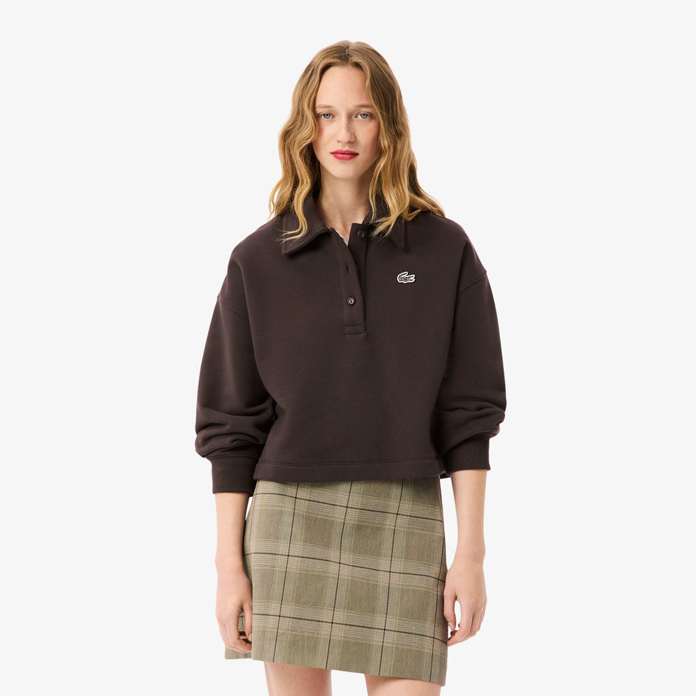 Oversized Fleece Polo Collar Sweatshirt
