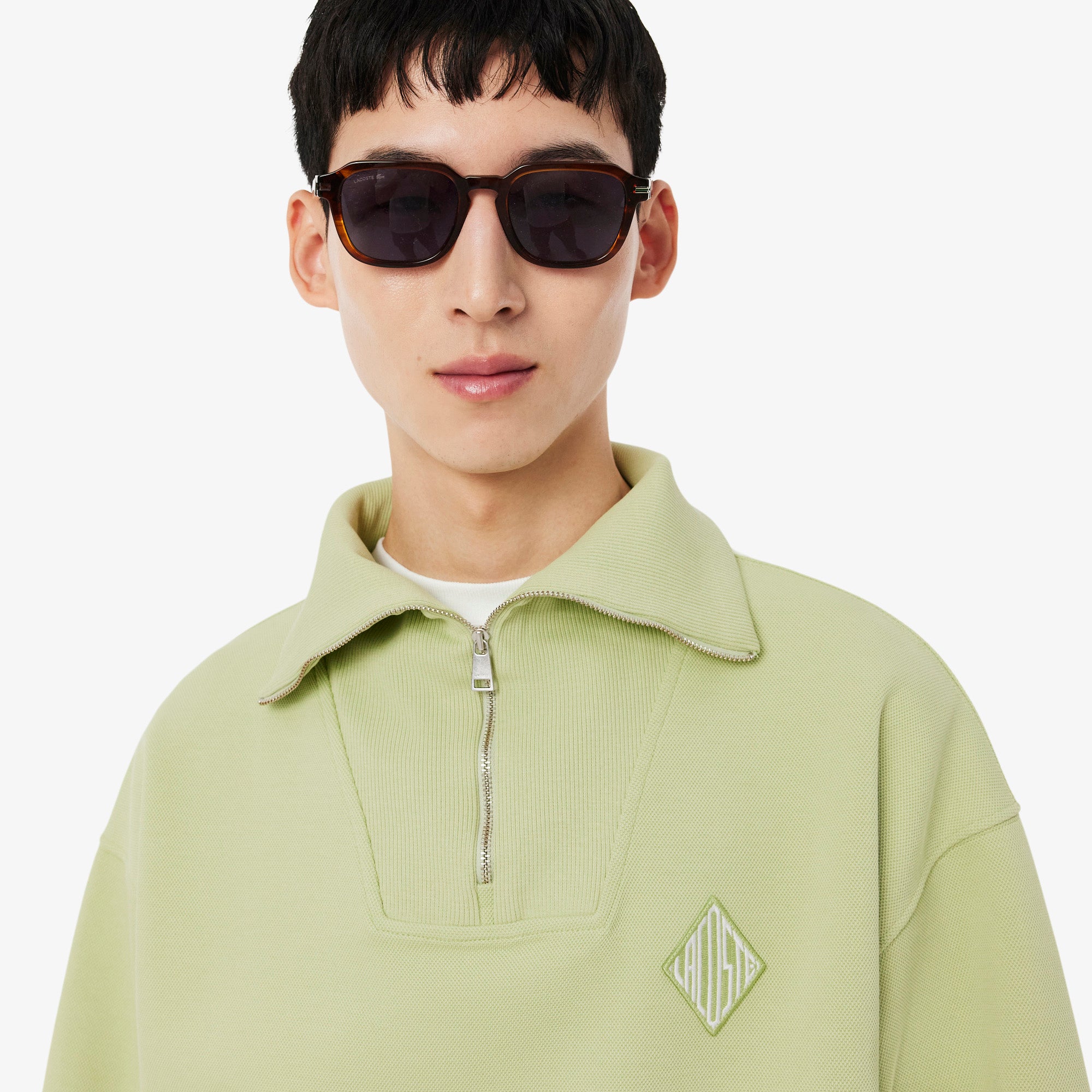Loose Fit Zipped Neck Piqué Sweatshirt – Lacoste ZA