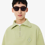 Loose Fit Zipped Neck Piqué Sweatshirt