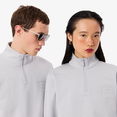 High Neck Embossed Zipped Sweatshirt