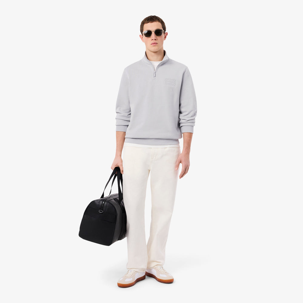 High Neck Embossed Zipped Sweatshirt