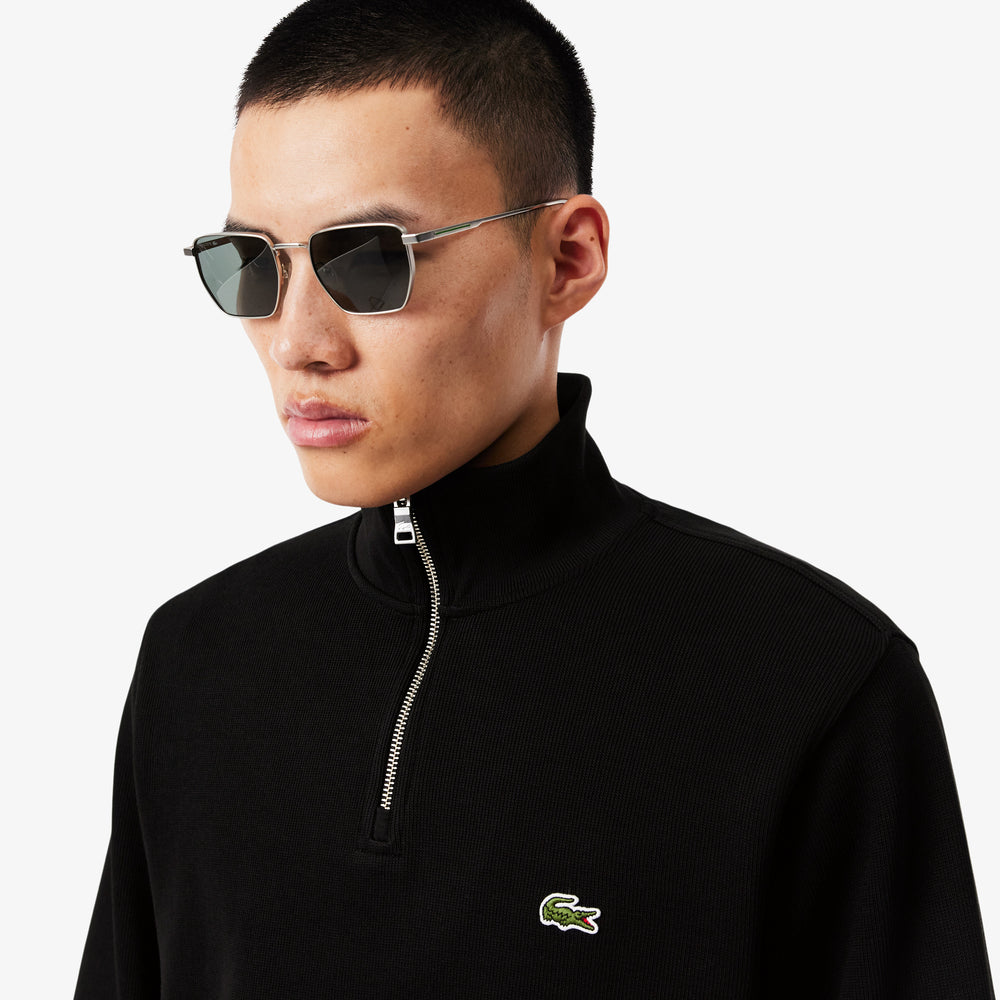 Zip-Up High Neck Interlock Sweatshirt