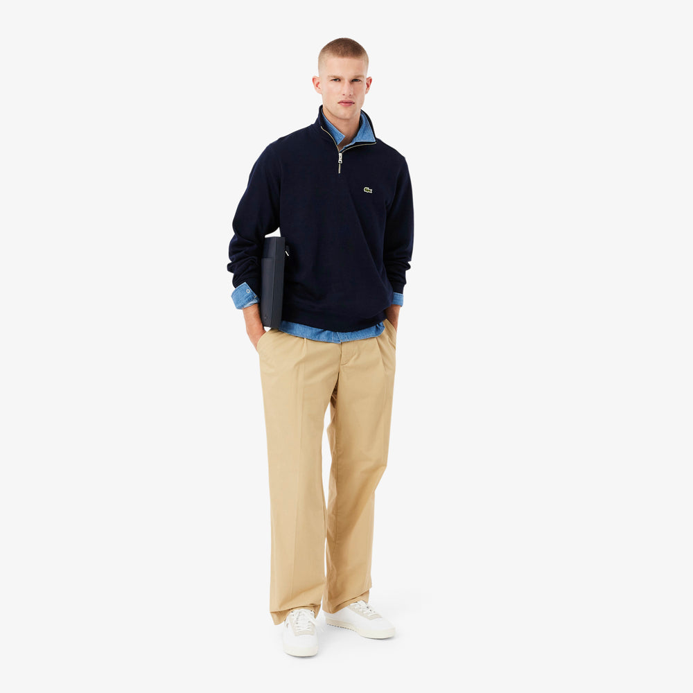 Zip-Up High Neck Interlock Sweatshirt