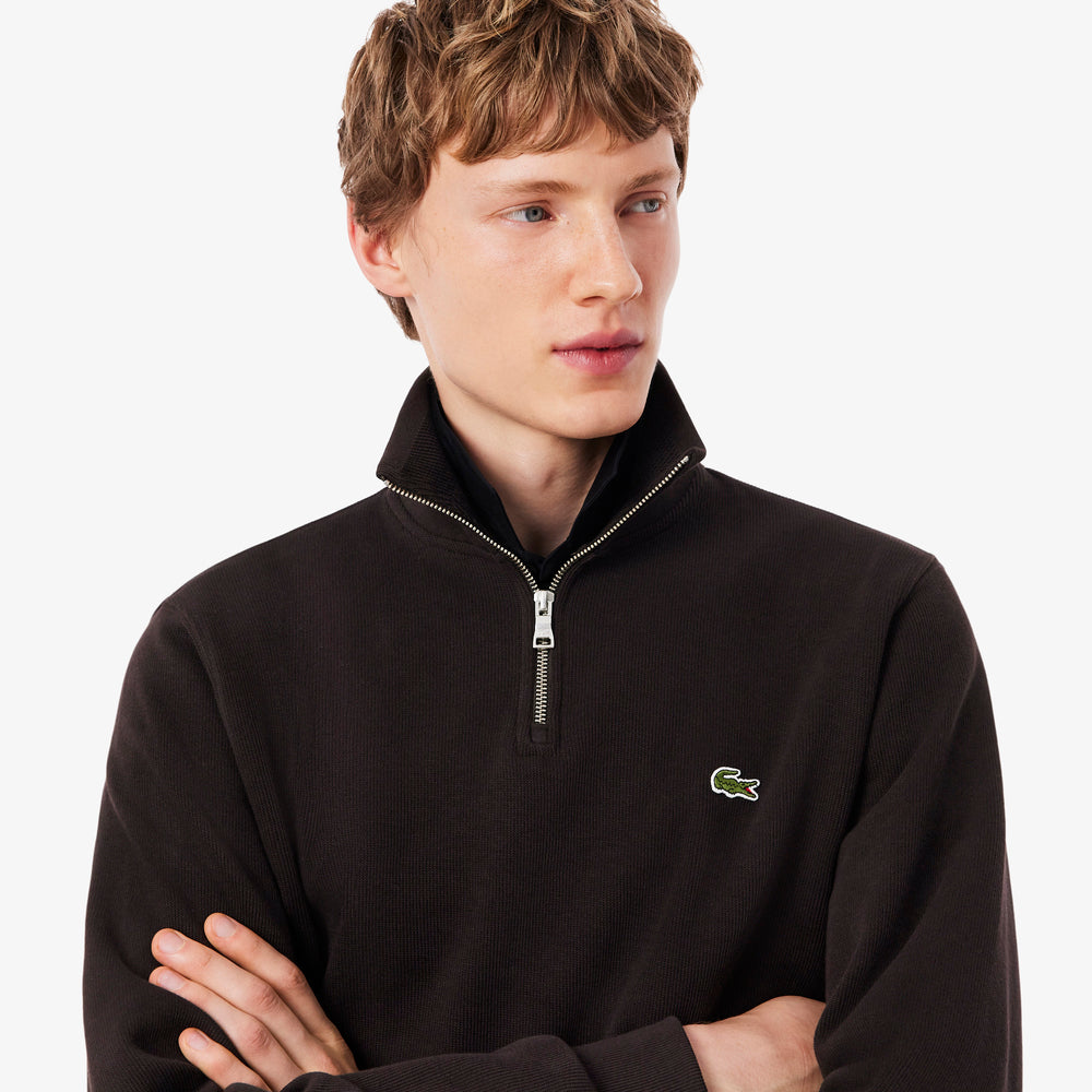 Zip-Up High Neck Interlock Sweatshirt