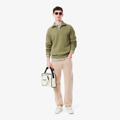 Zip-Up High Neck Interlock Sweatshirt