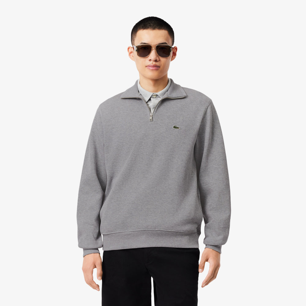 Zip-Up High Neck Interlock Sweatshirt