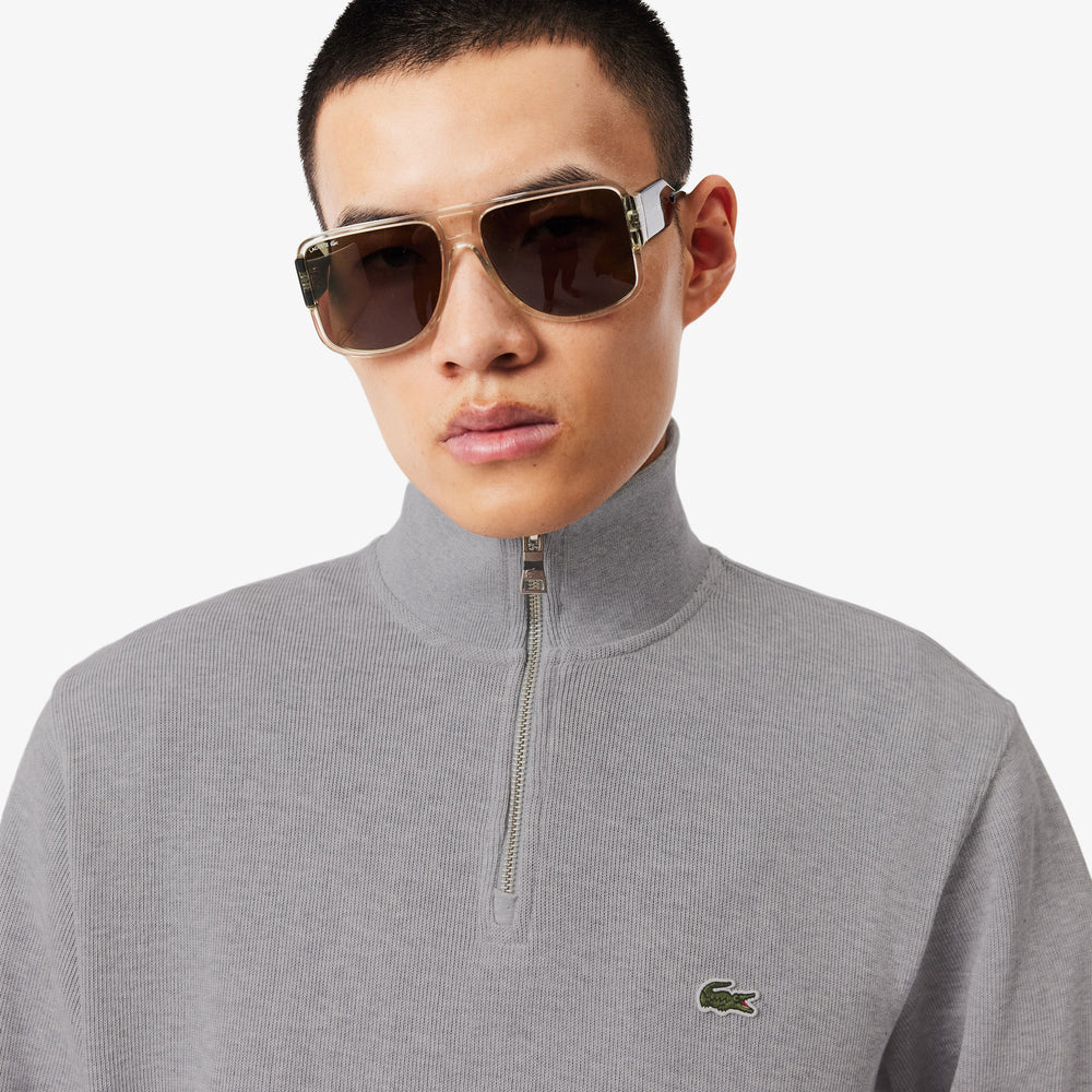 Zip-Up High Neck Interlock Sweatshirt