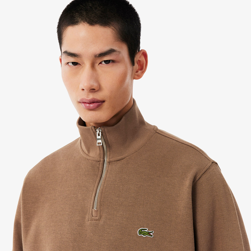 Zip-Up High Neck Interlock Sweatshirt