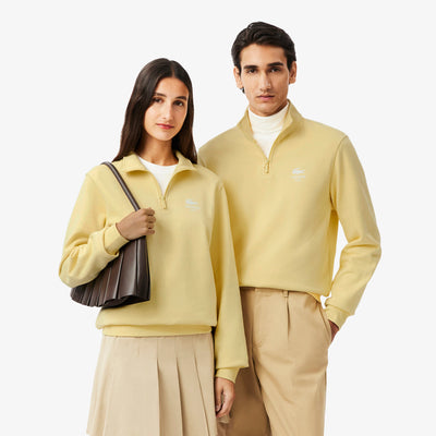 High Neck Zip-Up Print Sweatshirt