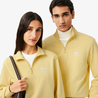 High Neck Zip-Up Print Sweatshirt