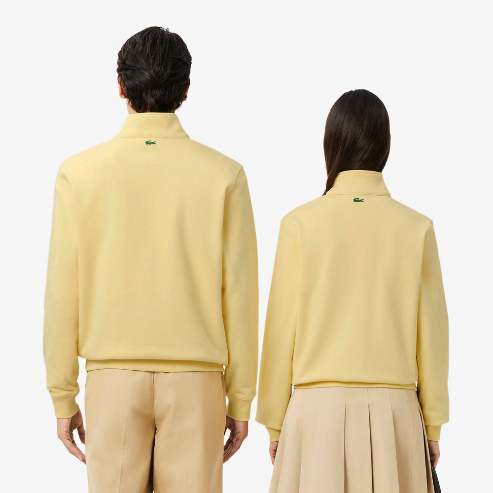 High Neck Zip-Up Print Sweatshirt