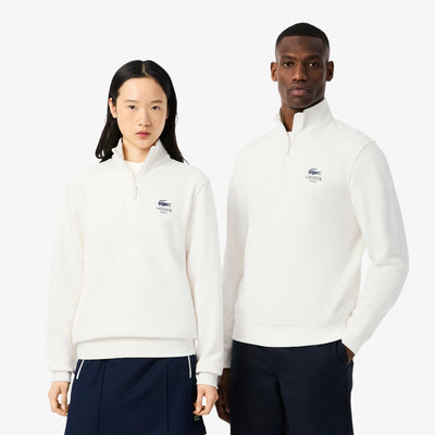 High Neck Zip-Up Print Sweatshirt