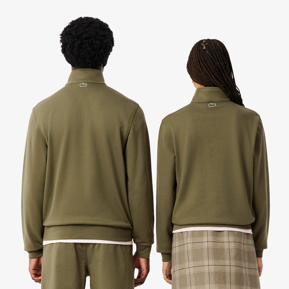 High Neck Zip-Up Print Sweatshirt