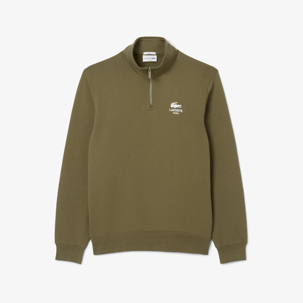 High Neck Zip-Up Print Sweatshirt