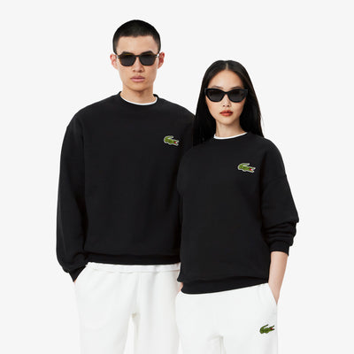 Loose Fit Badge Accent Fleece Sweatshirt
