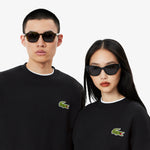Loose Fit Badge Accent Fleece Sweatshirt
