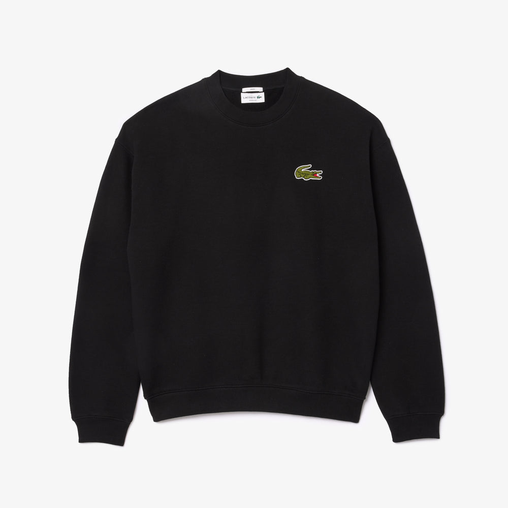 Loose Fit Badge Accent Fleece Sweatshirt