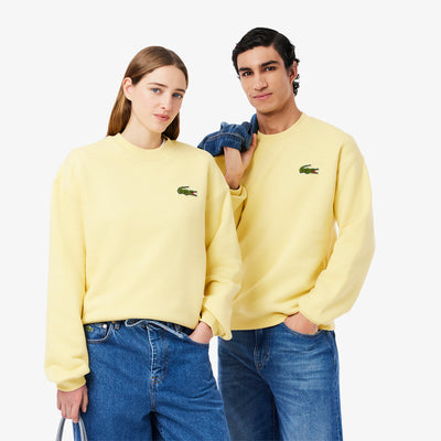 Loose Fit Badge Accent Fleece Sweatshirt