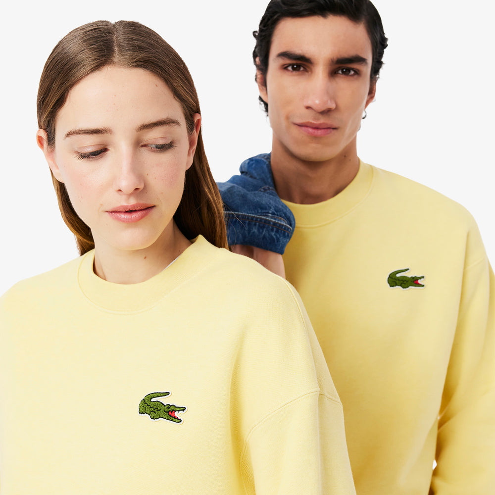 Loose Fit Badge Accent Fleece Sweatshirt