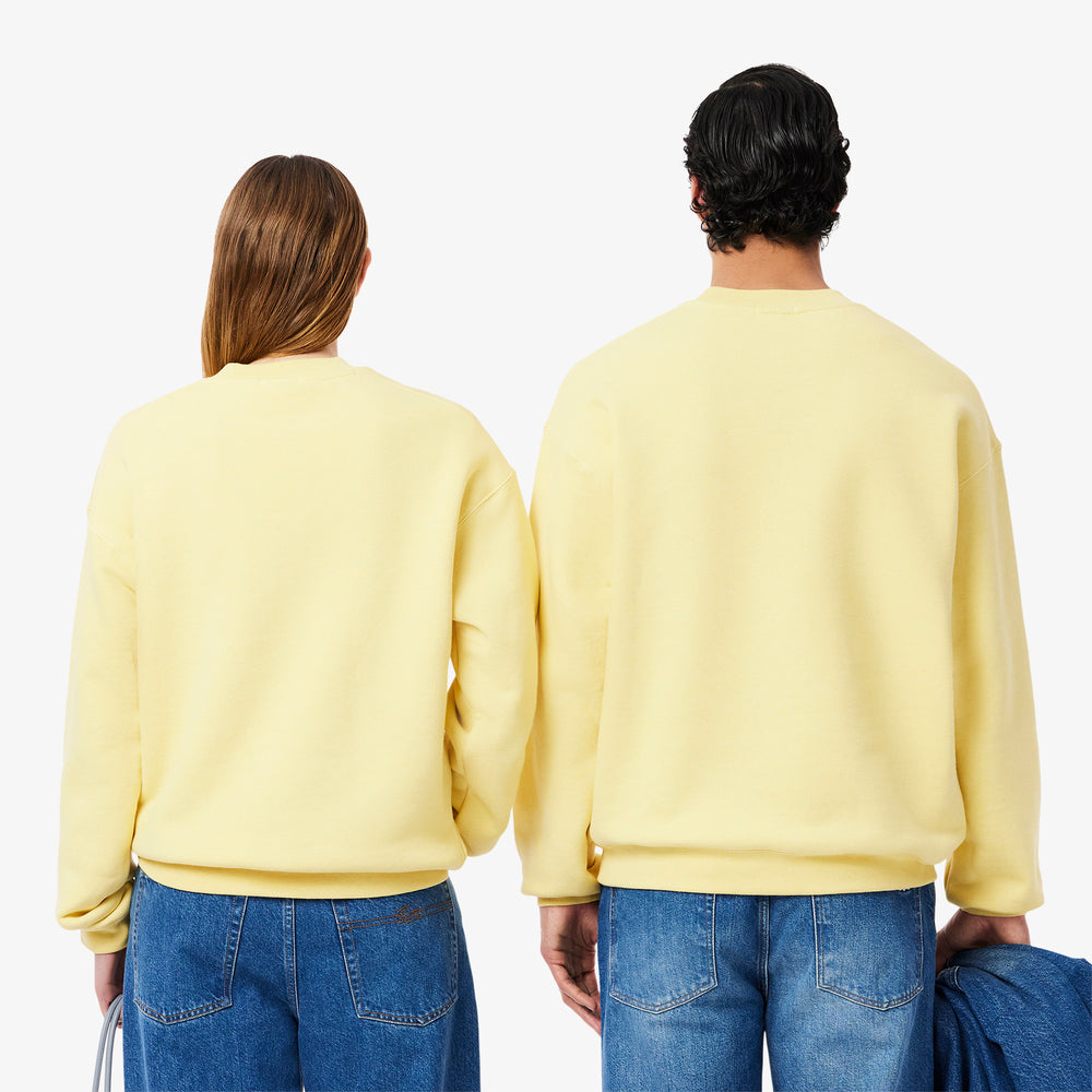 Loose Fit Badge Accent Fleece Sweatshirt