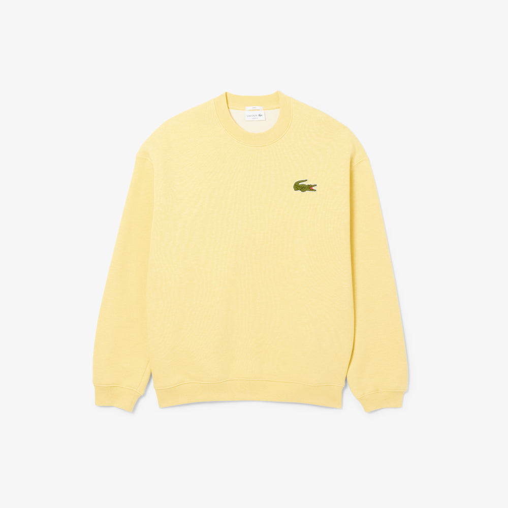 Loose Fit Badge Accent Fleece Sweatshirt