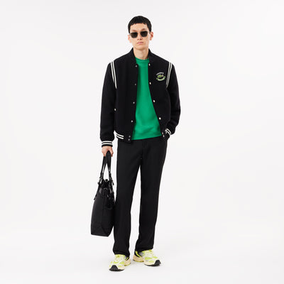 Loose Fit Badge Accent Fleece Sweatshirt