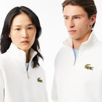 Loose Fit Zip Neck Badge Accent Sweatshirt