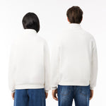 Loose Fit Zip Neck Badge Accent Sweatshirt