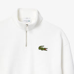 Loose Fit Zip Neck Badge Accent Sweatshirt